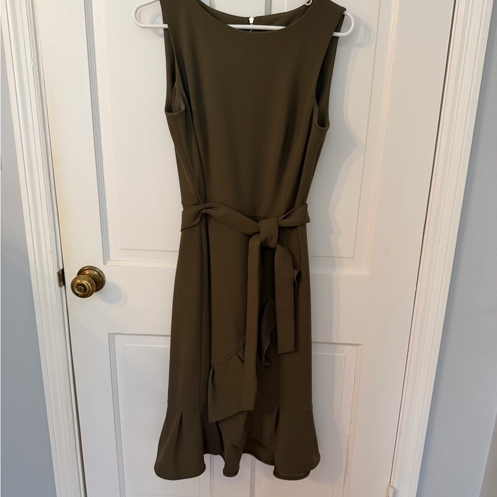 Calvin Klein Olive Midi Dress with Belt